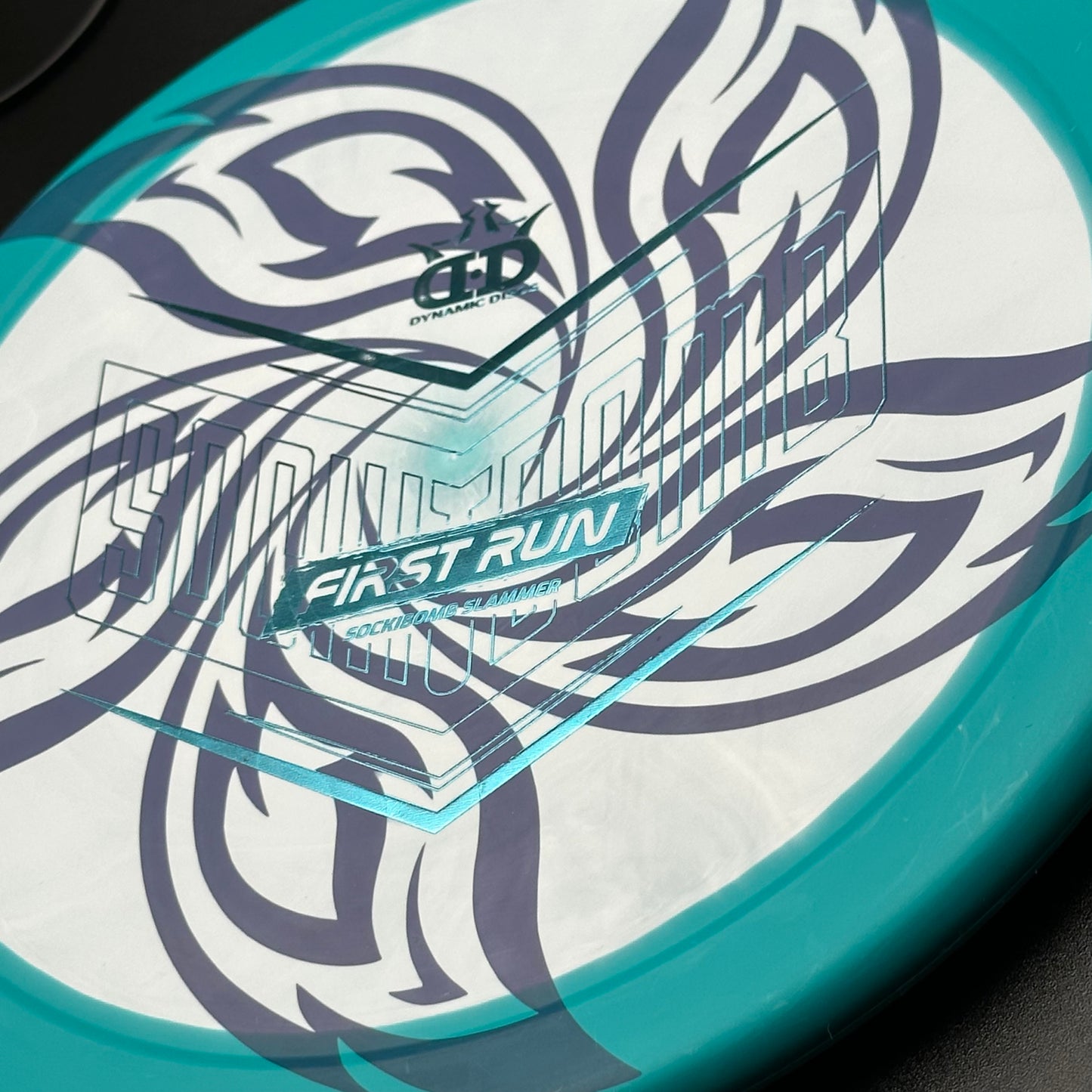 Lore | Dynamic Discs Ricky Wysocki First Run Classic Supreme Orbit Sockibomb Slammer | Light Blue/Money | 174g
