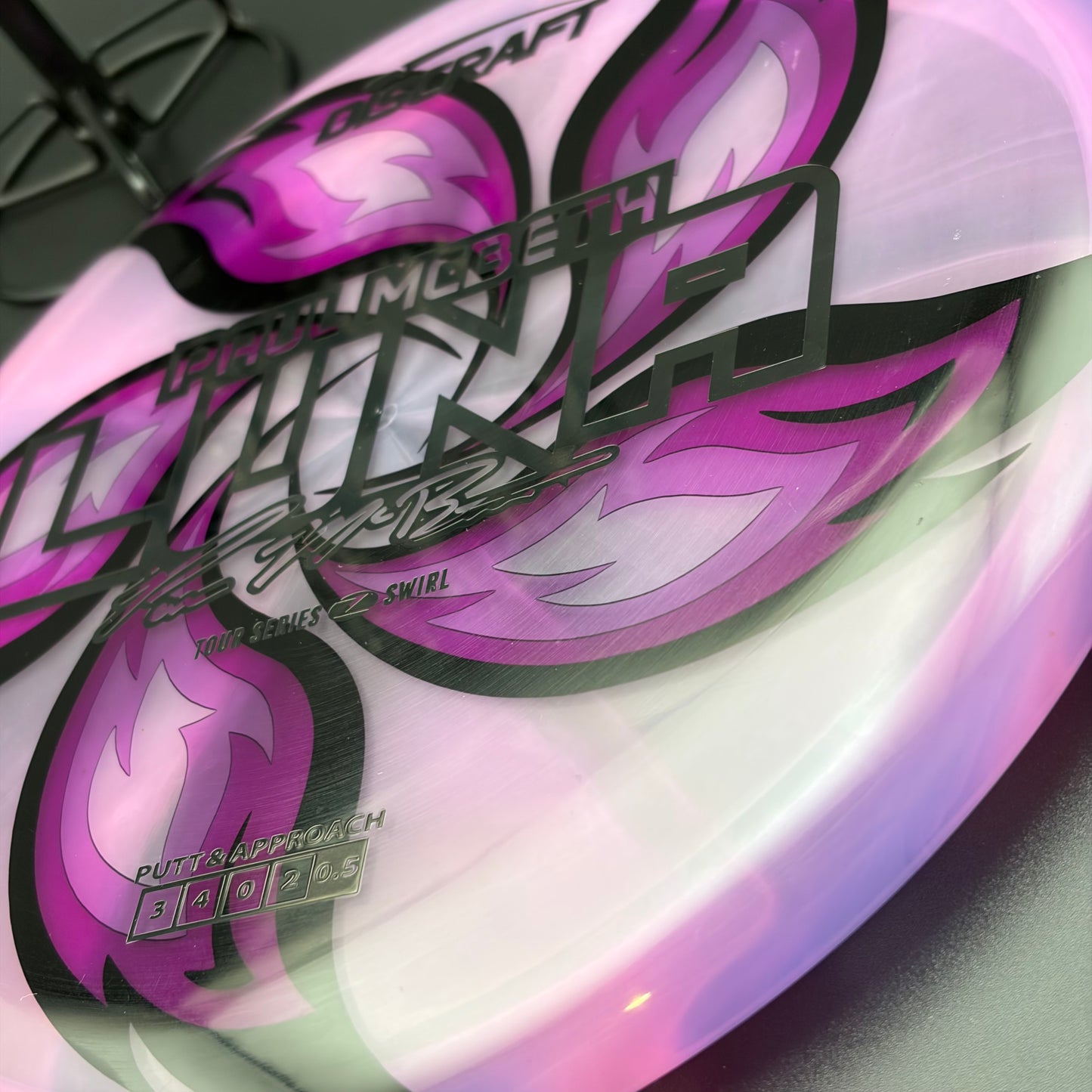 Lore | Discraft 2025 Paul McBeth Tour Series Z Swirl Luna | Matte Black/Holo Ghost | 176g