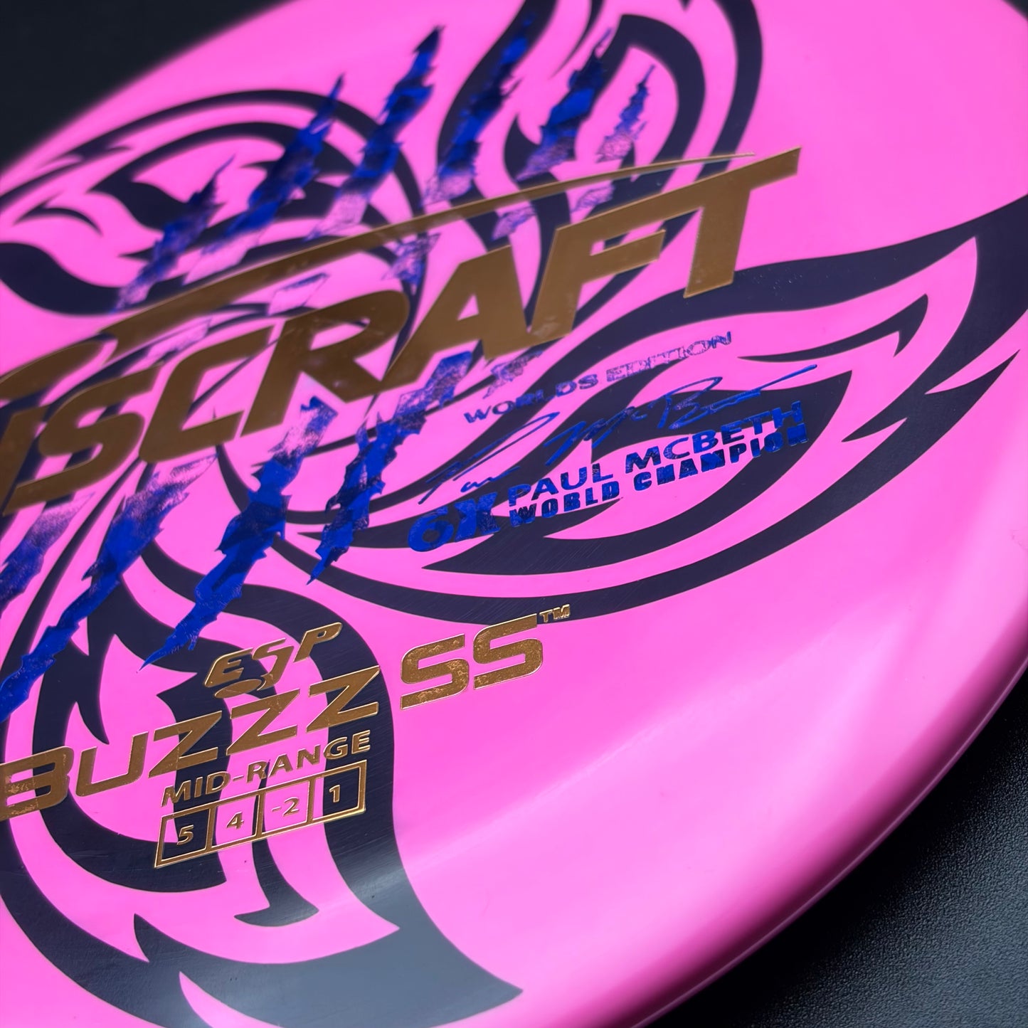 Lore | Discraft Paul McBeth 6x Claw Worlds Edition ESP Buzzz SS | Dark Blue Shatter/Metallic Copper/Metallic Gold | 170g