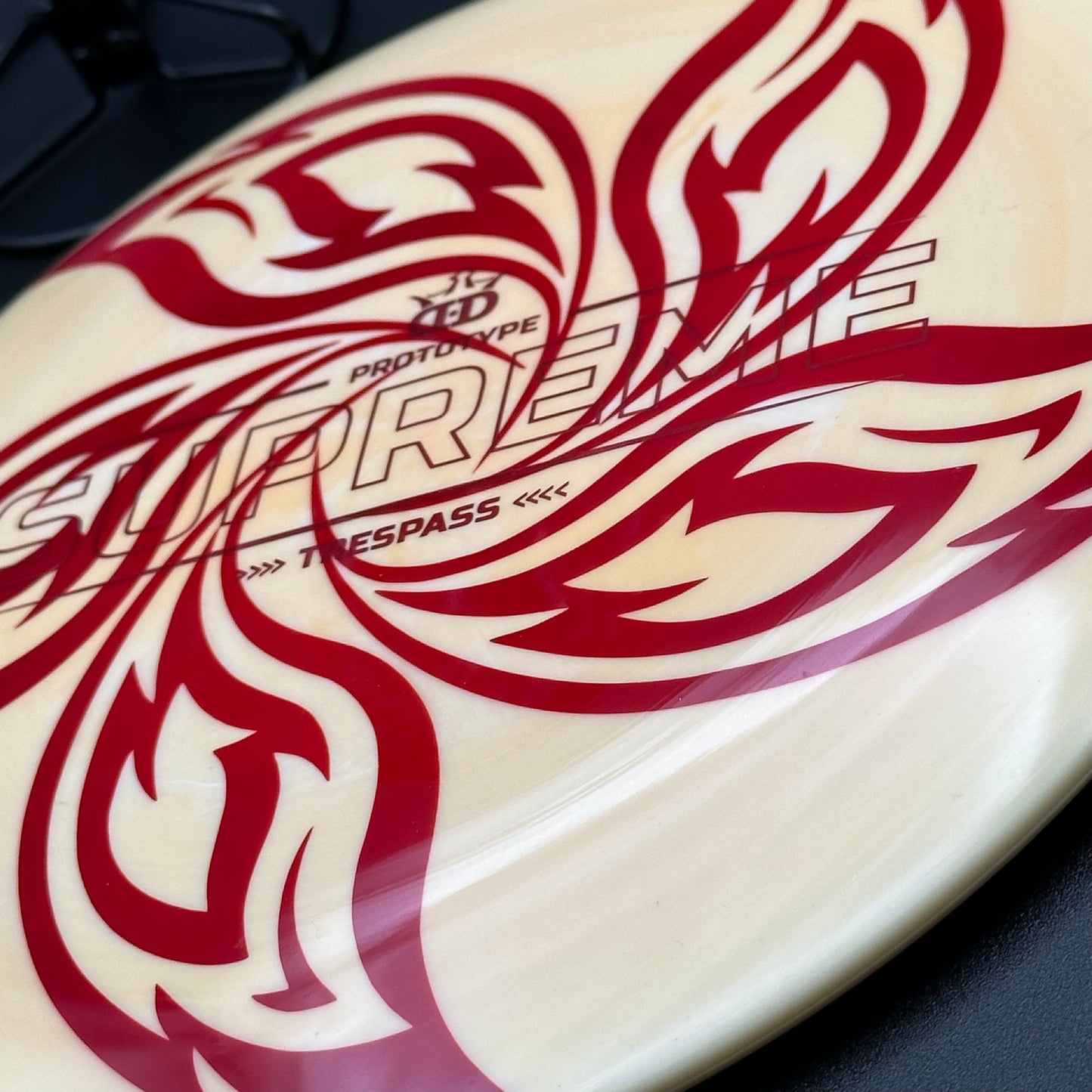 Lore | Dynamic Discs Prototype Supreme Trespass | Metallic Red/Black/Silver Hearts | 176g