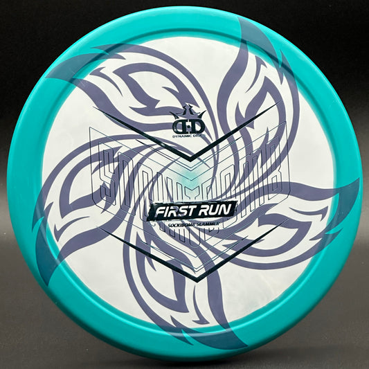 Lore | Dynamic Discs Ricky Wysocki First Run Classic Supreme Orbit Sockibomb Slammer | Light Blue/Money | 174g