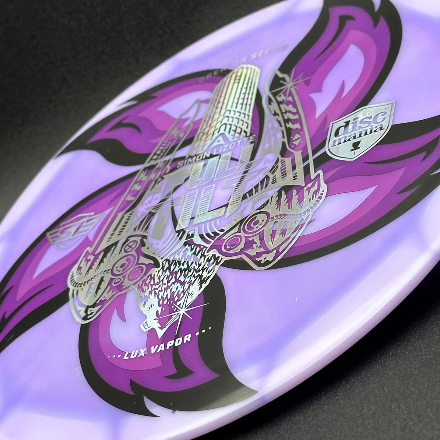 folkLore | Discmania Simon Lizotte Creator Series Lux Vapor Full Tilt | Silver Holo/Purple Holo/Pink Flowers | 173g